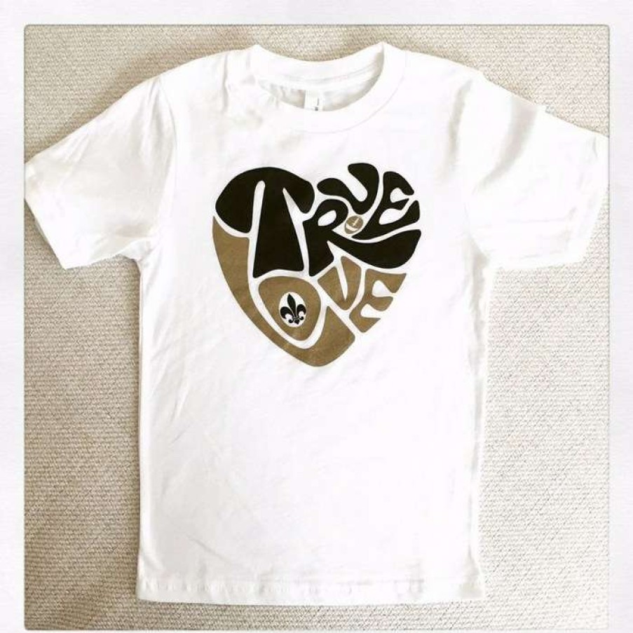 Kids * | Sale Youth Black & Gold True Love Gameday Tee By Sarah Ott White