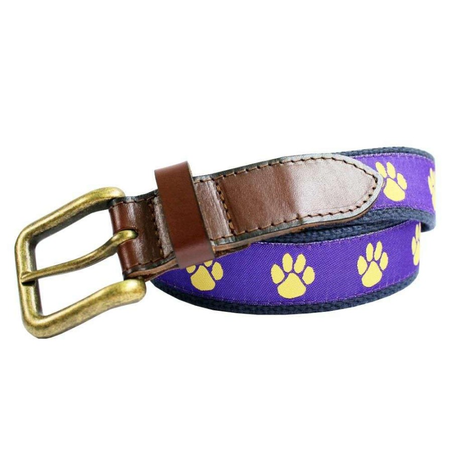 Kids * | Discounts Gold Youth Paw Prints Belt By Nola Couture Purple