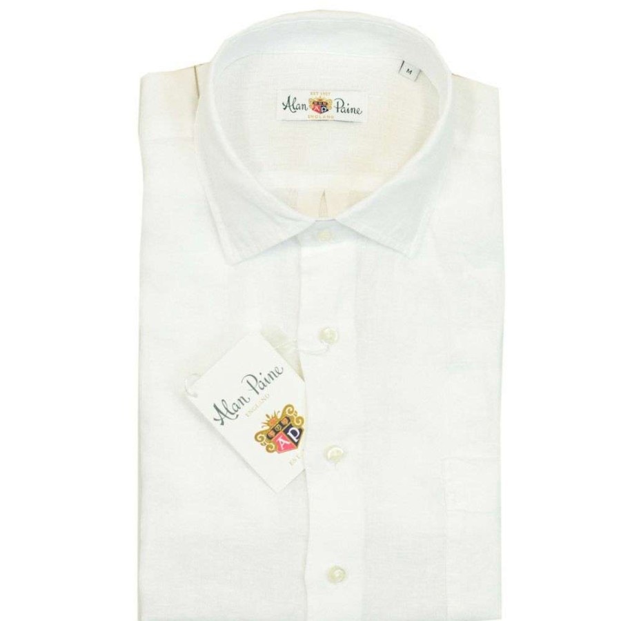 Men * | Discounts 100% Linen Classic Fit Sport Shirt By Alan Paine