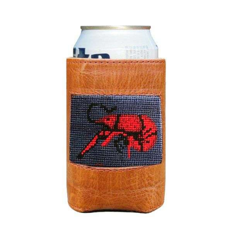 Crawfish * | Official Crawfish Needlepoint Leather Coozie