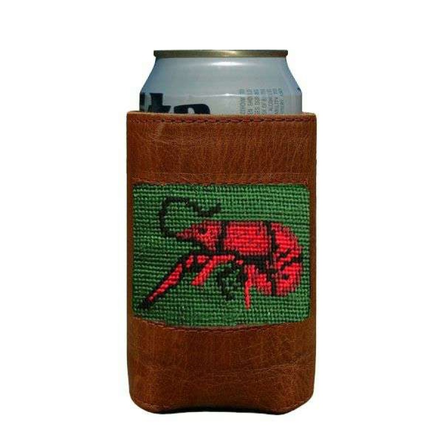 Crawfish * | Official Crawfish Needlepoint Leather Coozie