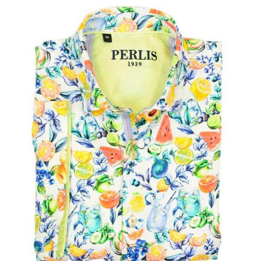 Men * | Best Quality Perlis 1939 Cocktails Sport Shirt White