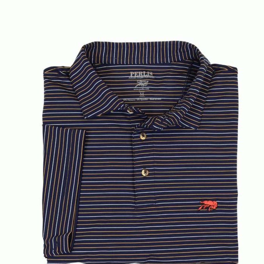 Crawfish * | Latest Crawfish Spaced Stripe Mini Performance Polo