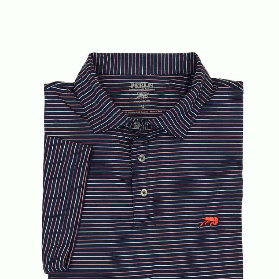 Crawfish * | Latest Crawfish Spaced Stripe Mini Performance Polo