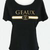 Women * | Latest Ladies Geaux Black & Gold Gameday Tee By Sarah Ott Black/White/Gold