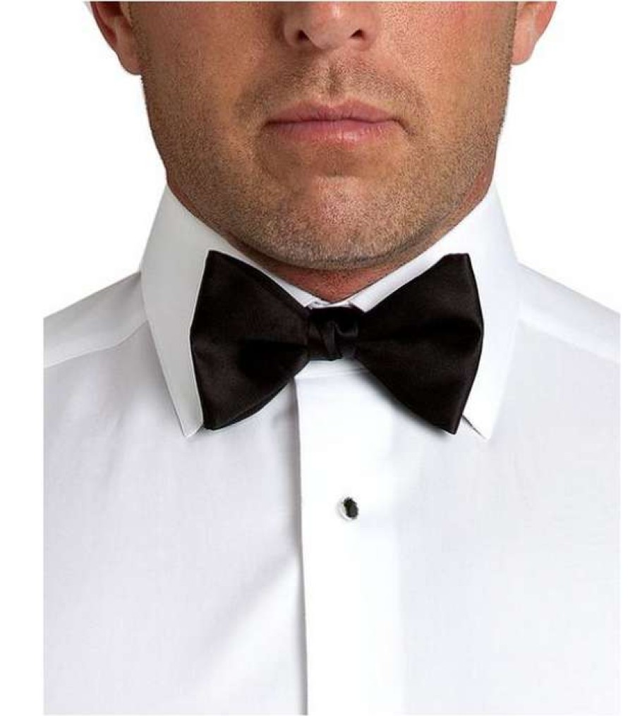 Men * | Sale Pre-Tied Satin Bow Tie By David Donahue Black