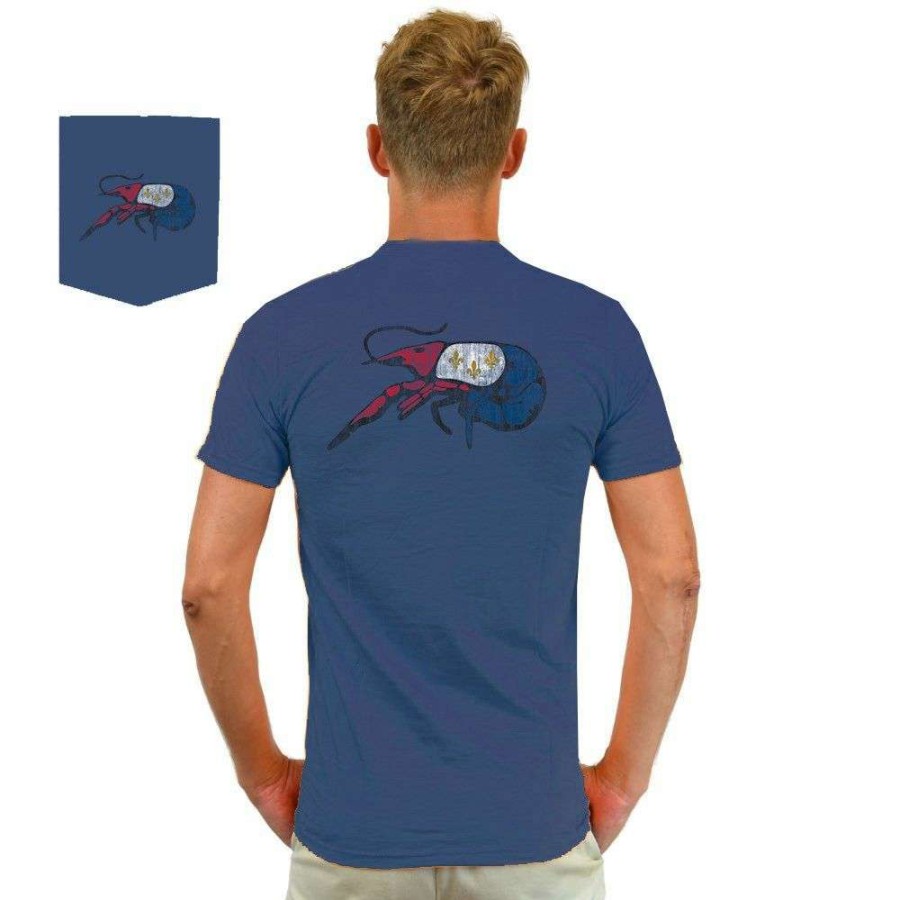 Crawfish * | Sale Crawfish Distressed Nola Flag Tee