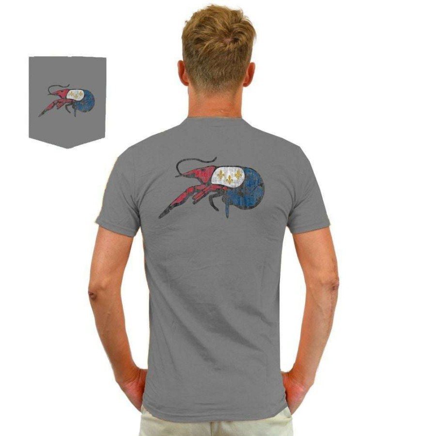 Crawfish * | Sale Crawfish Distressed Nola Flag Tee