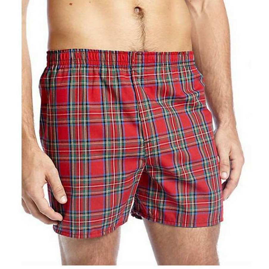 Men * | Best Quality Holiday Tartan Boxer Short Red