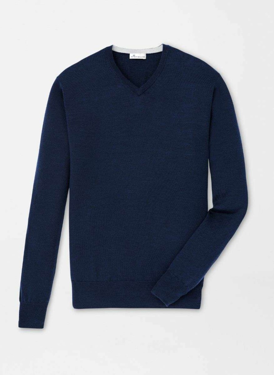 Men * | Hot Selling Merino Wool V-Neck Sweater By Peter Millar