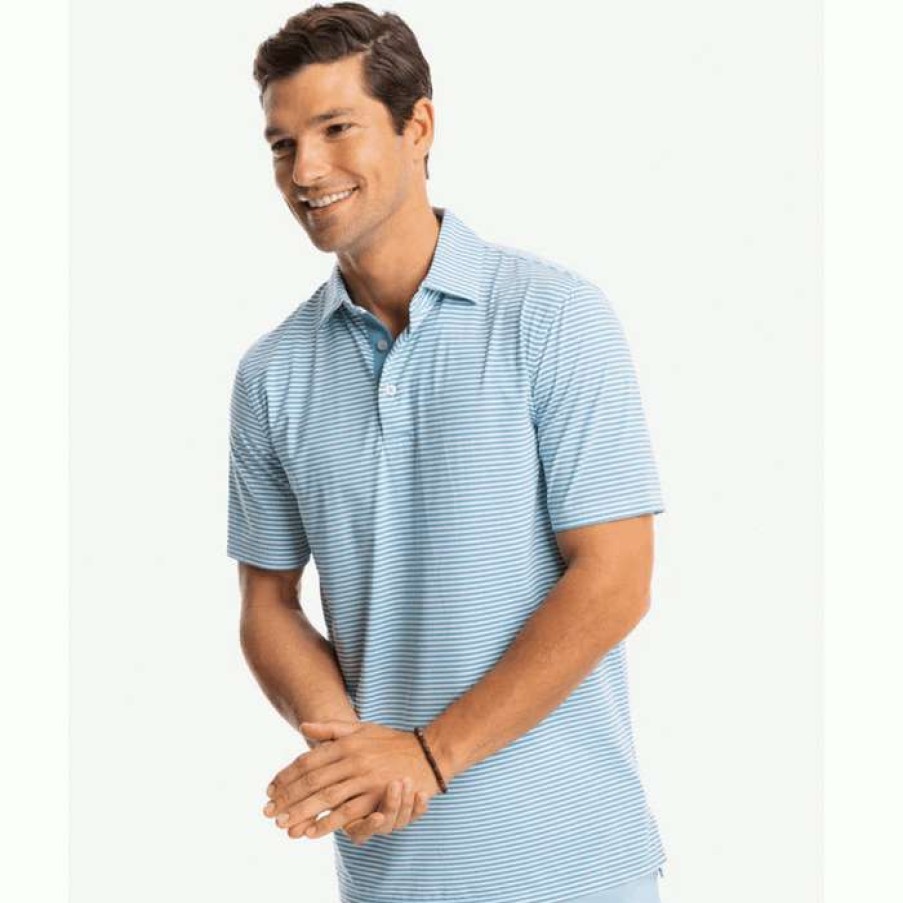 Men * | Discounts Brrrr Shores Stripe Performance Polo By Southern Tide