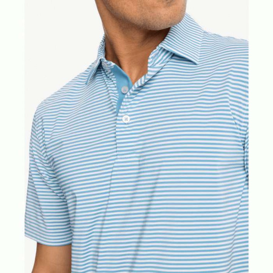 Men * | Discounts Brrrr Shores Stripe Performance Polo By Southern Tide