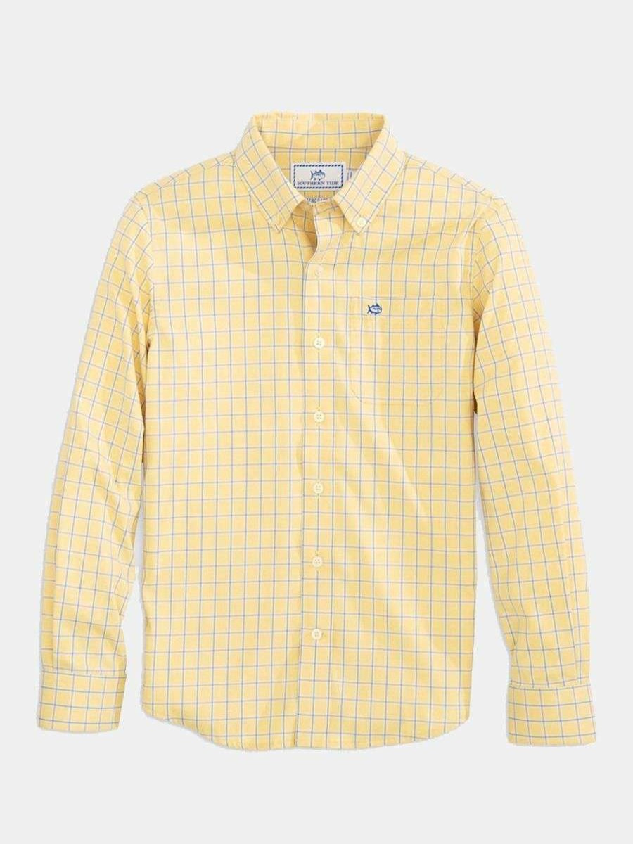 Kids * | Latest Youth Mini Check Sport Shirt By Southern Tide Sunshine