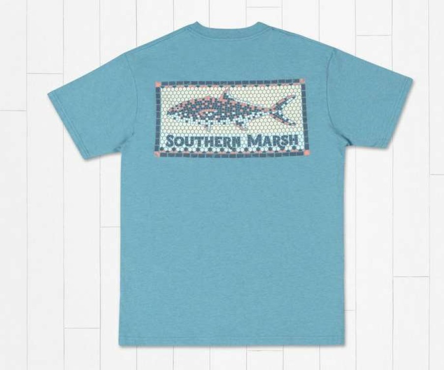 Men * | Classical Tile Fish Mosiac Tee By Southern Marsh Barbados Blue