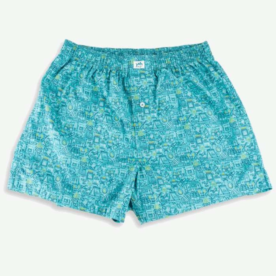 Men * | Latest Camping Is In Tents Boxer Short By Southern Tide Agate