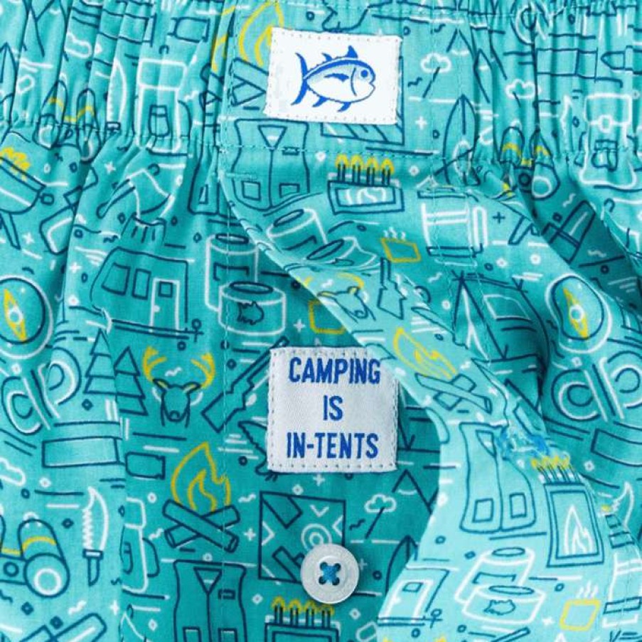 Men * | Latest Camping Is In Tents Boxer Short By Southern Tide Agate