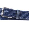 Men * | Best Price Braided Stretch Leather Belt By Martin Dingman Navy