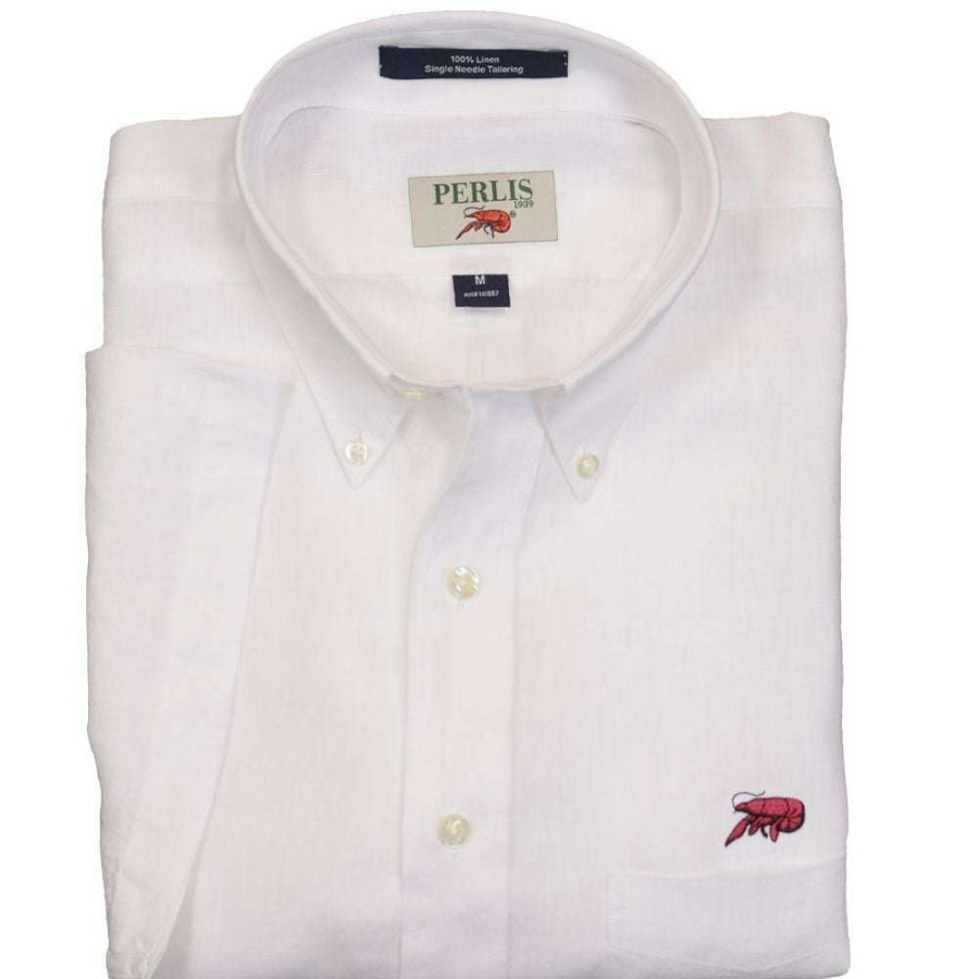 Crawfish * | Clearance Crawfish 100% Washed Linen Classic Fit Sport Shirt