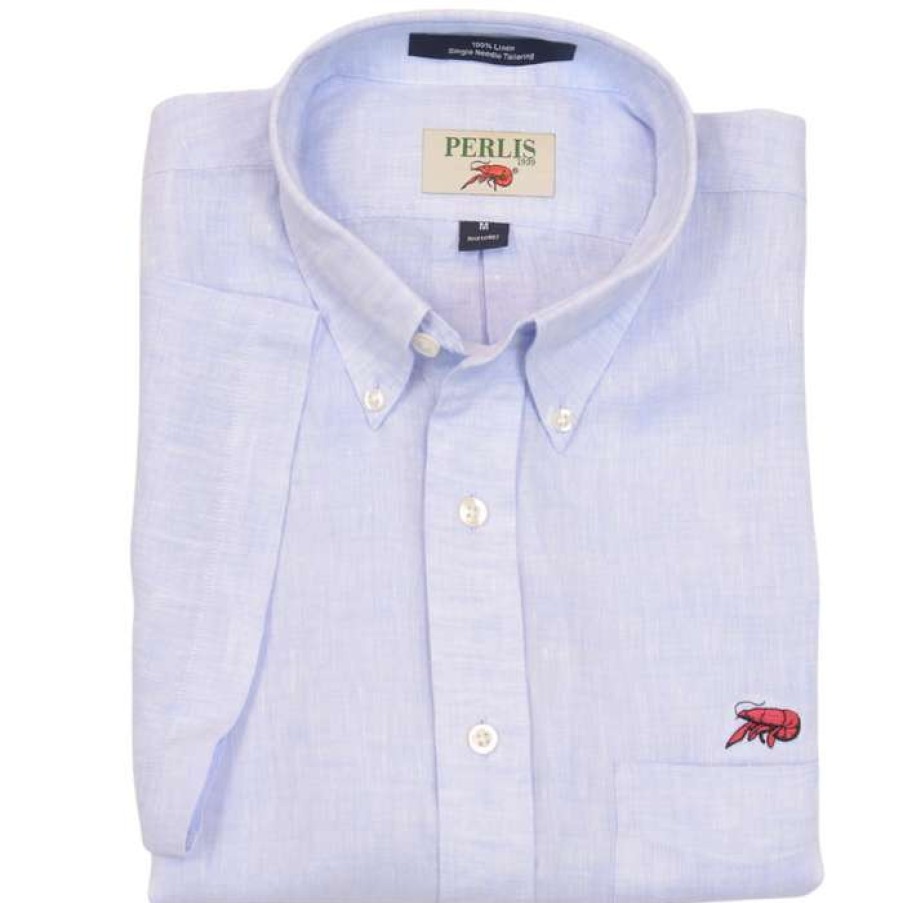 Crawfish * | Clearance Crawfish 100% Washed Linen Classic Fit Sport Shirt