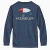 Kids * | 100% Guarantee Youth Merry Fishmas Heather Tee By Southern Tide Heather Light Indigo