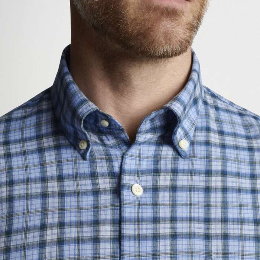 Men * | Best Price Page Autumn Soft Cotton Sports Shirt By Peter Millar Cottage Blue