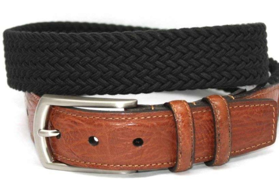 Men * | Sale Cotton Weave Belt By Torino Black