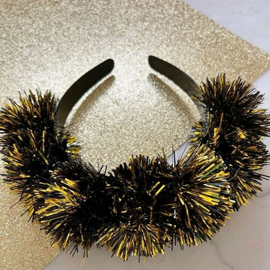 Women * | Clearance Ladies Saints Tinsel Headband By Brantley Cecilia Black/Gold