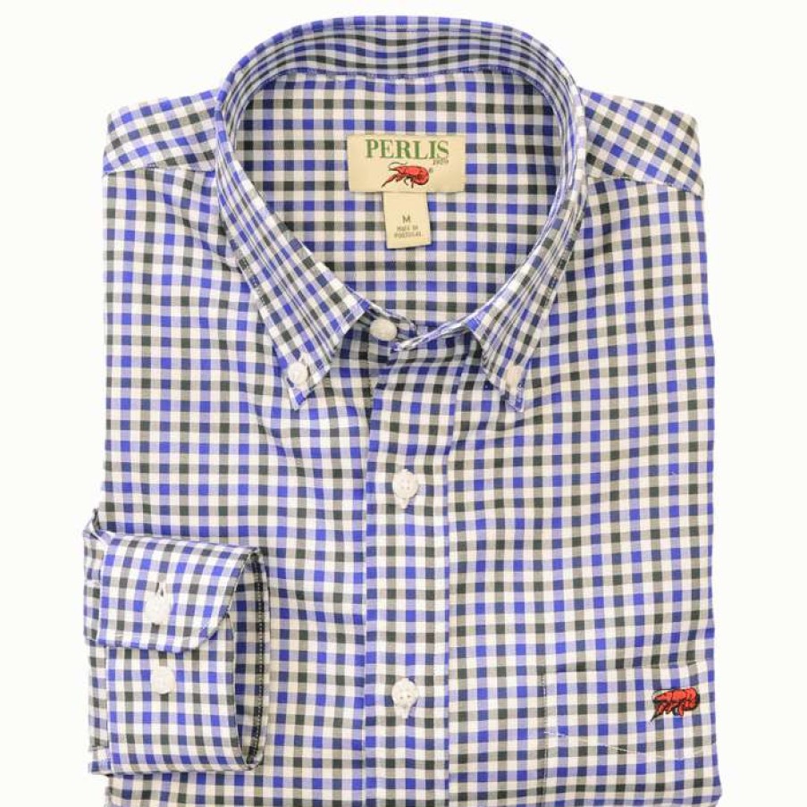 Crawfish * | New Crawfish 2 Color Gingham Standard Fit Sport Shirt