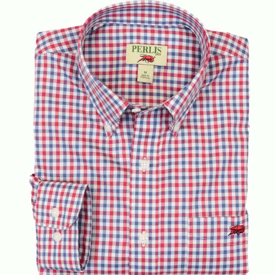 Crawfish * | New Crawfish 2 Color Gingham Standard Fit Sport Shirt