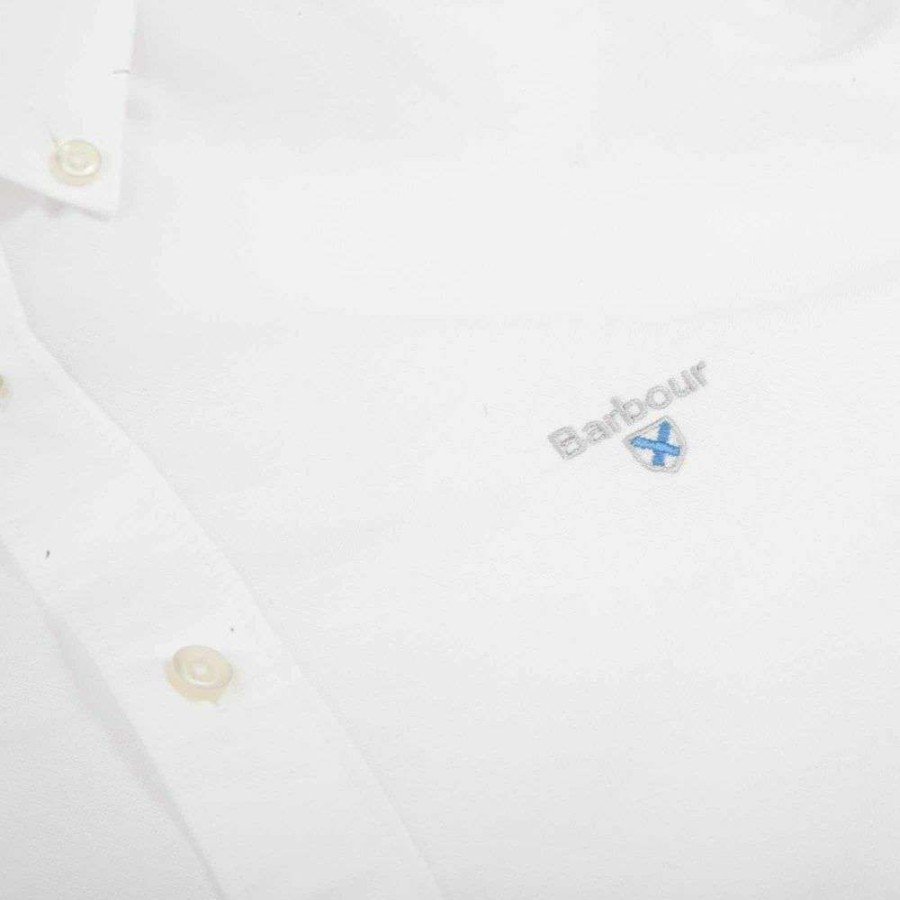 Men * | Hot Selling 100% Cotton Solid Oxford Sport Shirt By Barbour White