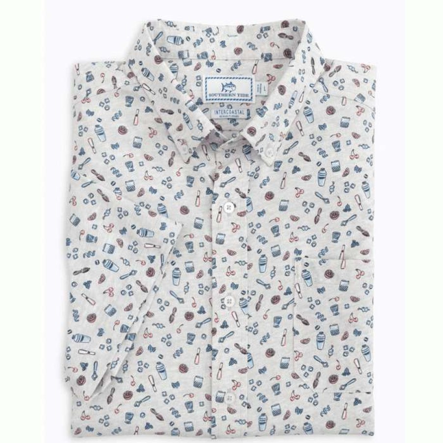 Men * | Hot Selling Set The Bar High Sports Shirt By Southern Tide Lt Grey