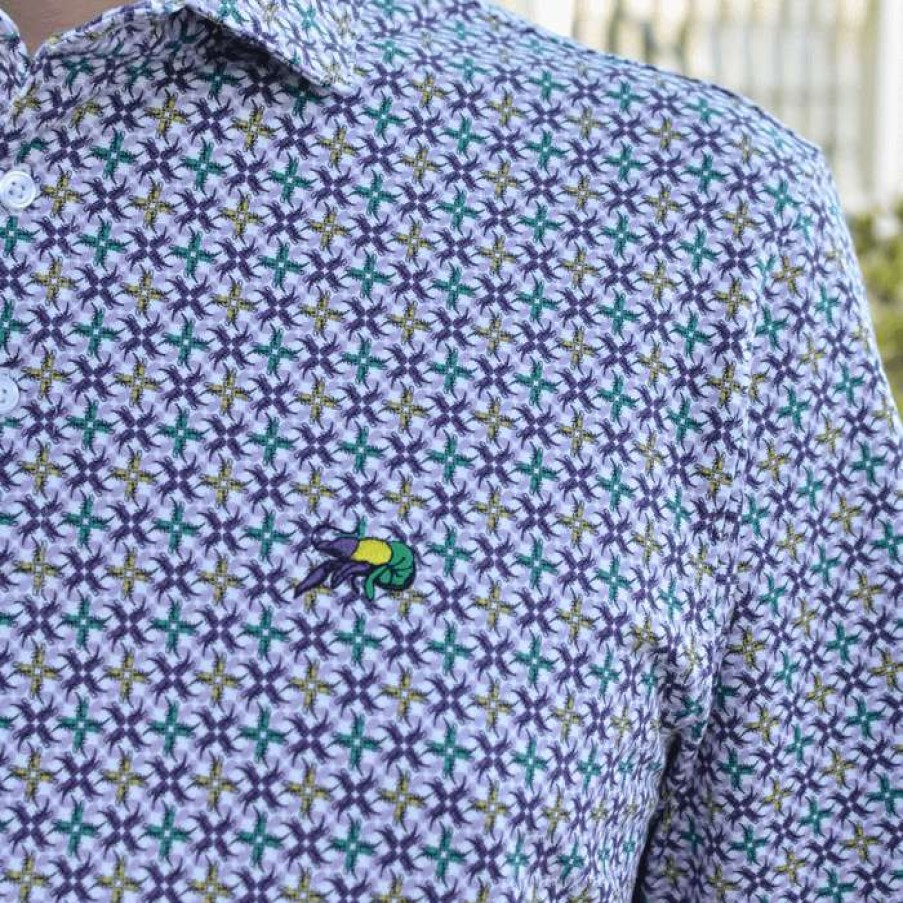 Crawfish * | Classical Crawfish Stetch Pima Cotton Polo Mardi Gras