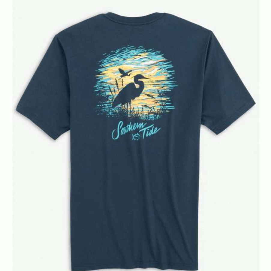 Men * | Special Egret Sunset Tee By Southern Tide Denim