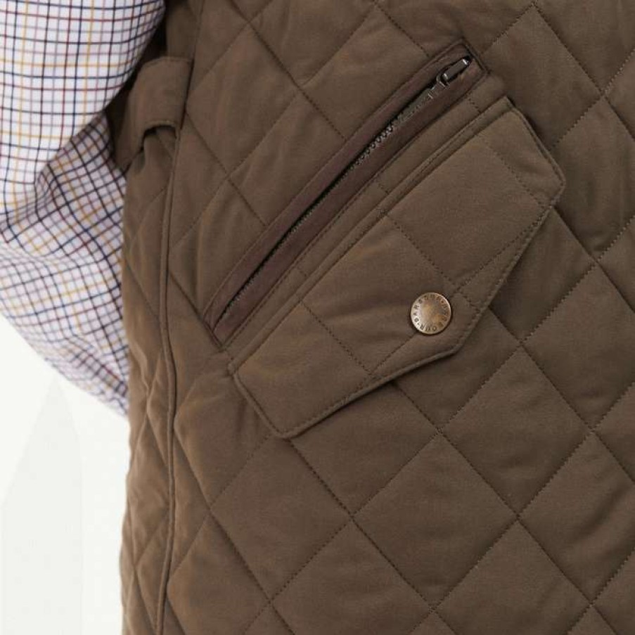 Men * | Official Shoveler Gilet Vest By Barbour Olive