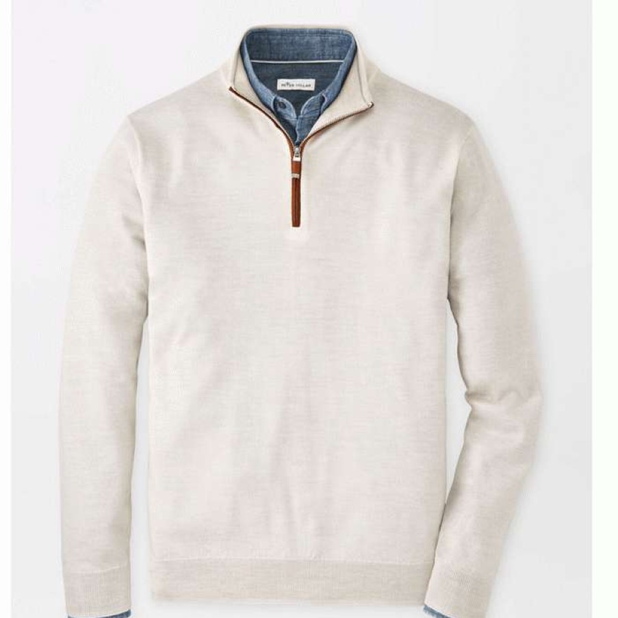 Men * | Sale Autumn Crest Suede Trim 1/4 Zip By Peter Millar