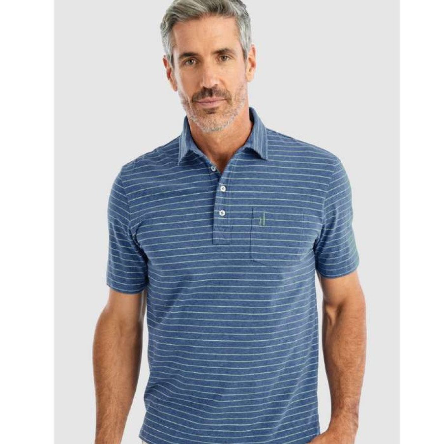 Men * | Best Quality Neese Heathered Stripe Polo By Johnnie-O