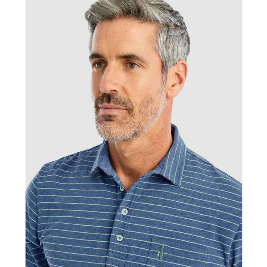 Men * | Best Quality Neese Heathered Stripe Polo By Johnnie-O