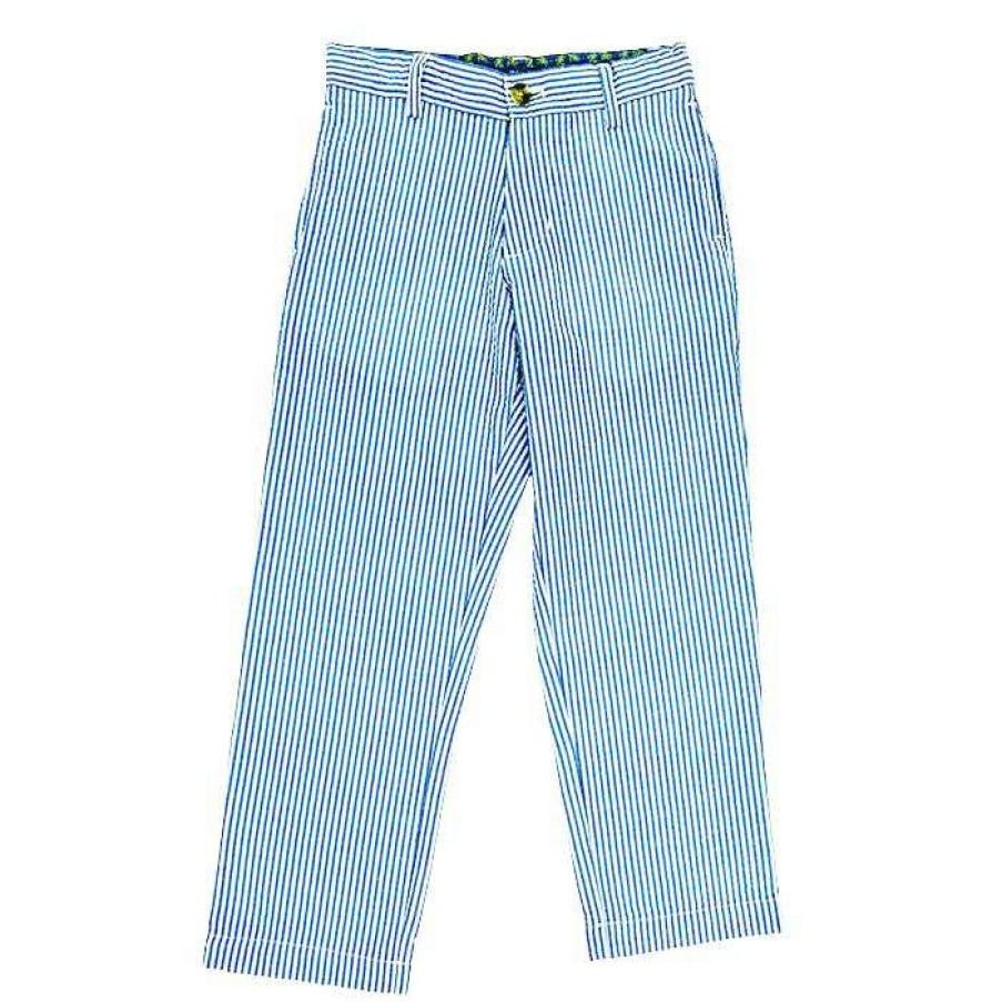 Kids * | 100% Guarantee Boys Blue Seersucker Pants By Bailey Boys Blue Stripe Seersucker