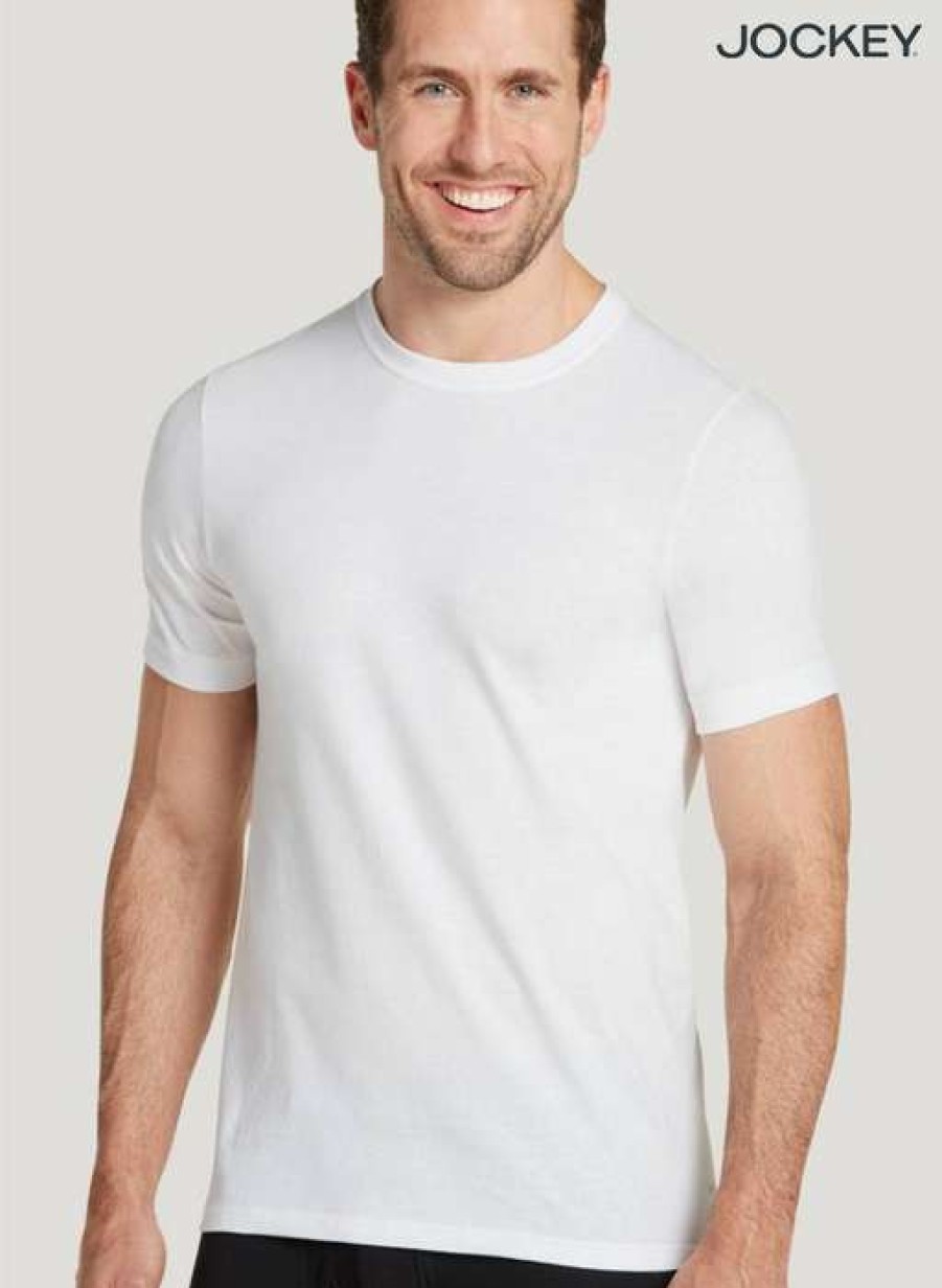 Men * | Lower Prices 3 Pack Crew Neck Tee Bu Jockey White