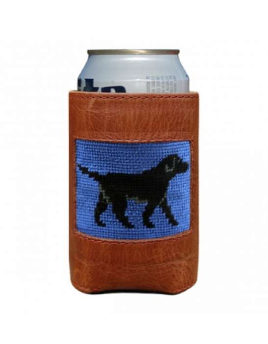 Gifts * | New Black Lab Needlepoint Leather Coozie By Smathers & Branson