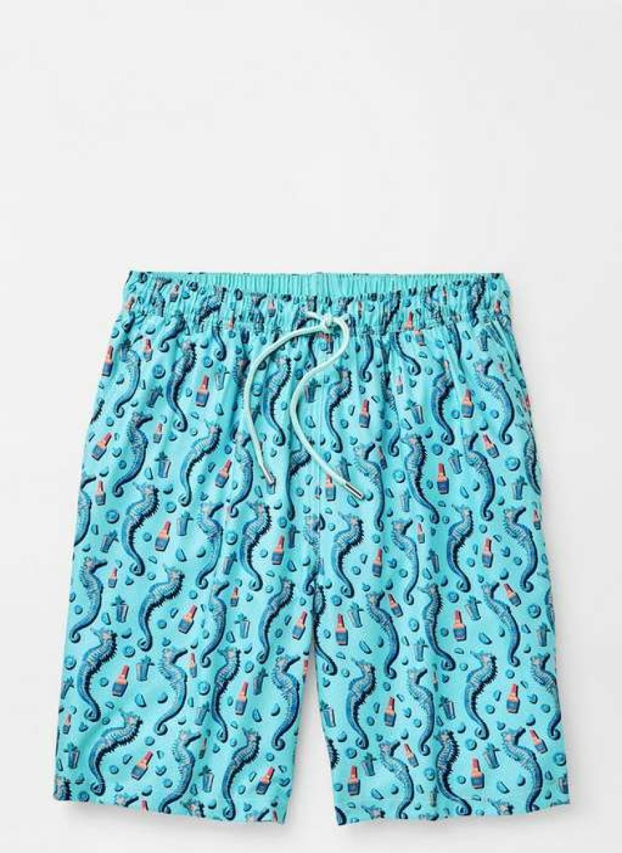 Men * | New Jockey'S & Julips Swim Trunks By Peter Millar Tropical Blue