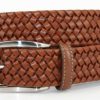 Men * | Best Quality Woven Stretch Leather Belt By Torino Cognac