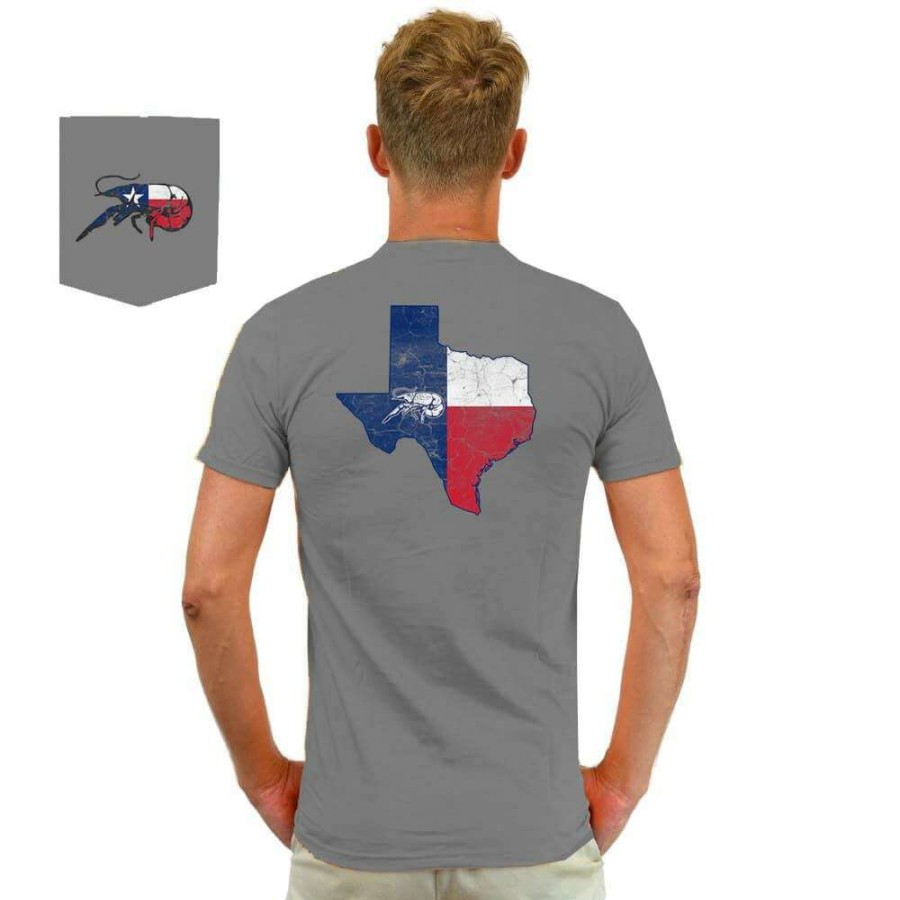 Crawfish * | Official Crawfish Distressed Texas Flag Tee