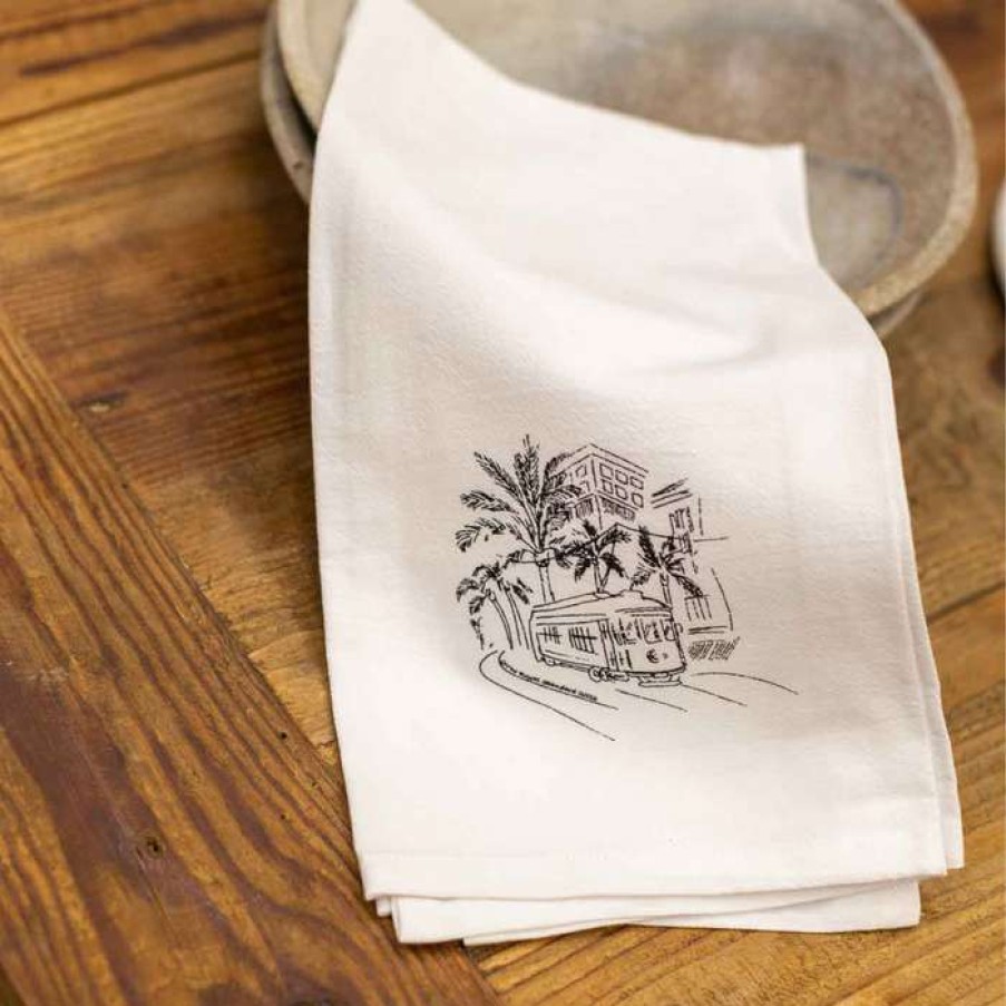 Gifts * | Top Selling Streetcar Dish Towel By The Royal Standard White/Black