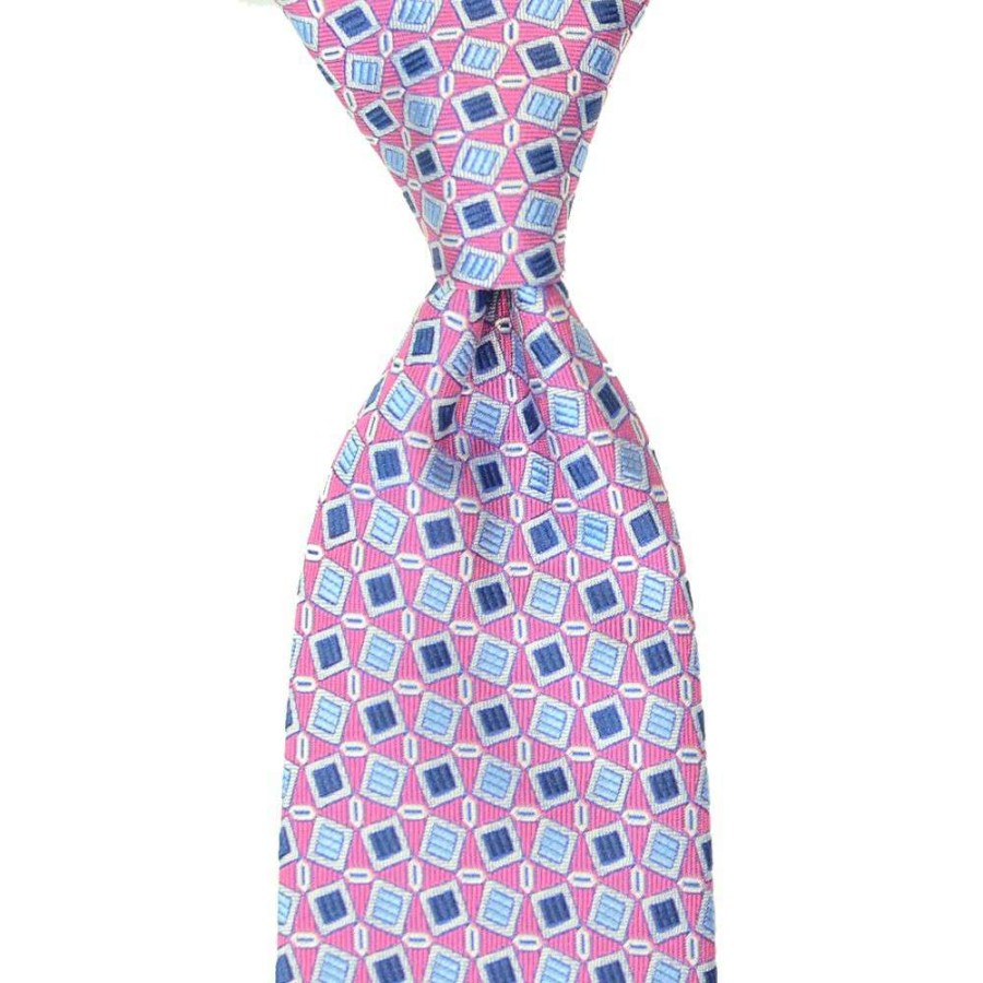 Men * | Discounts Men'S Square Print Silk Necktie By David Donahue