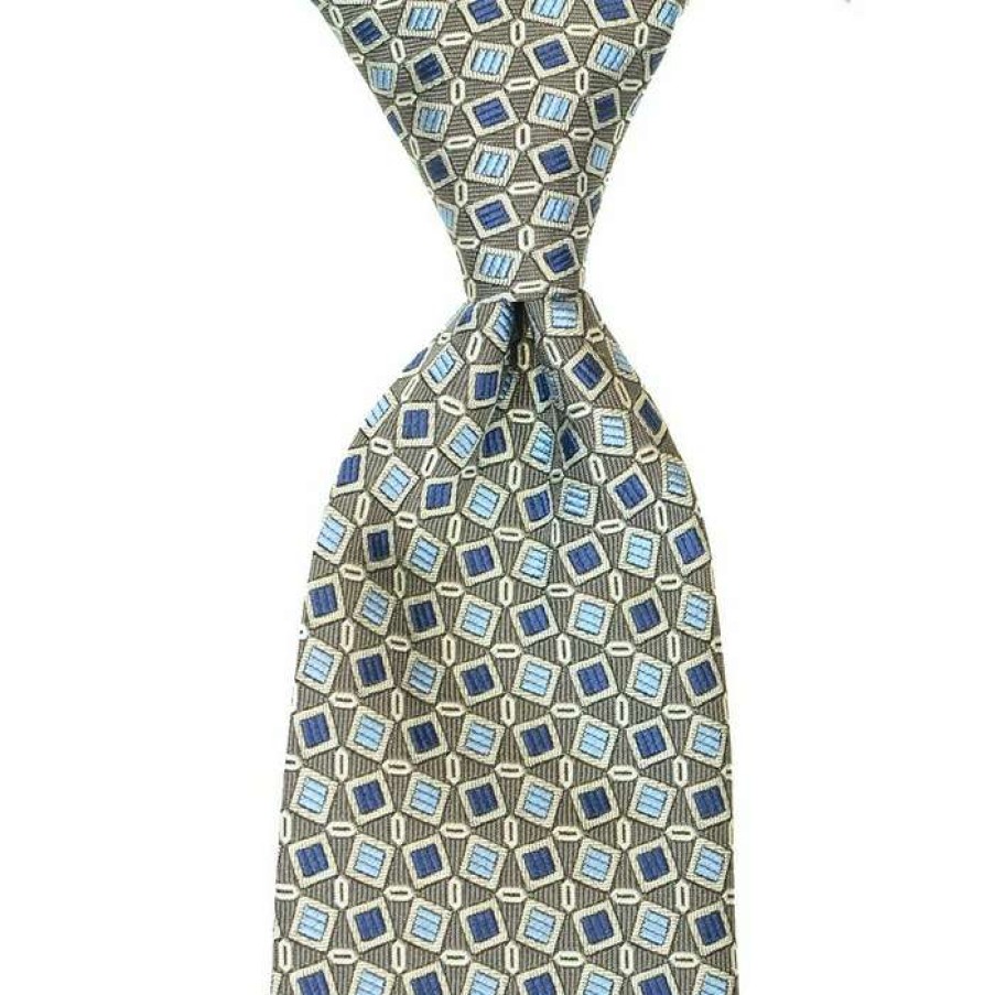 Men * | Discounts Men'S Square Print Silk Necktie By David Donahue