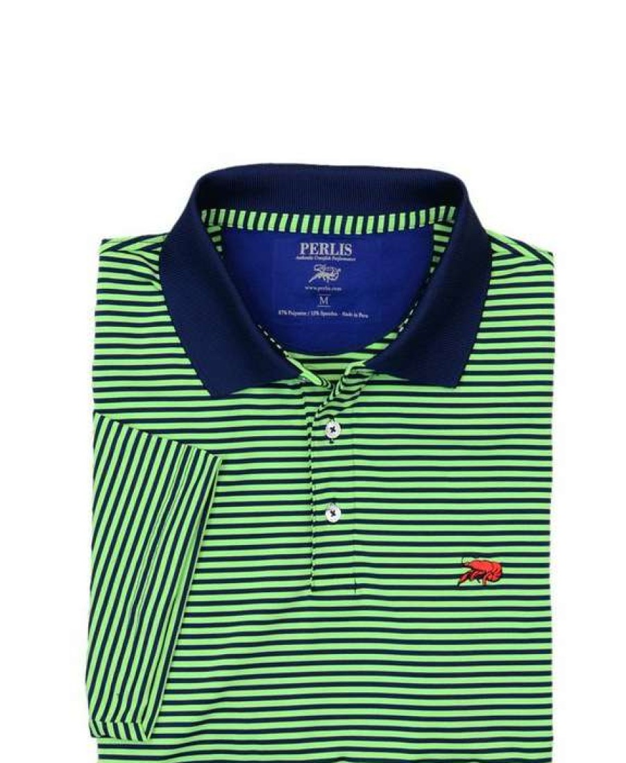 Crawfish * | Hot Selling Crawfish Performance Mini Stripe Polo