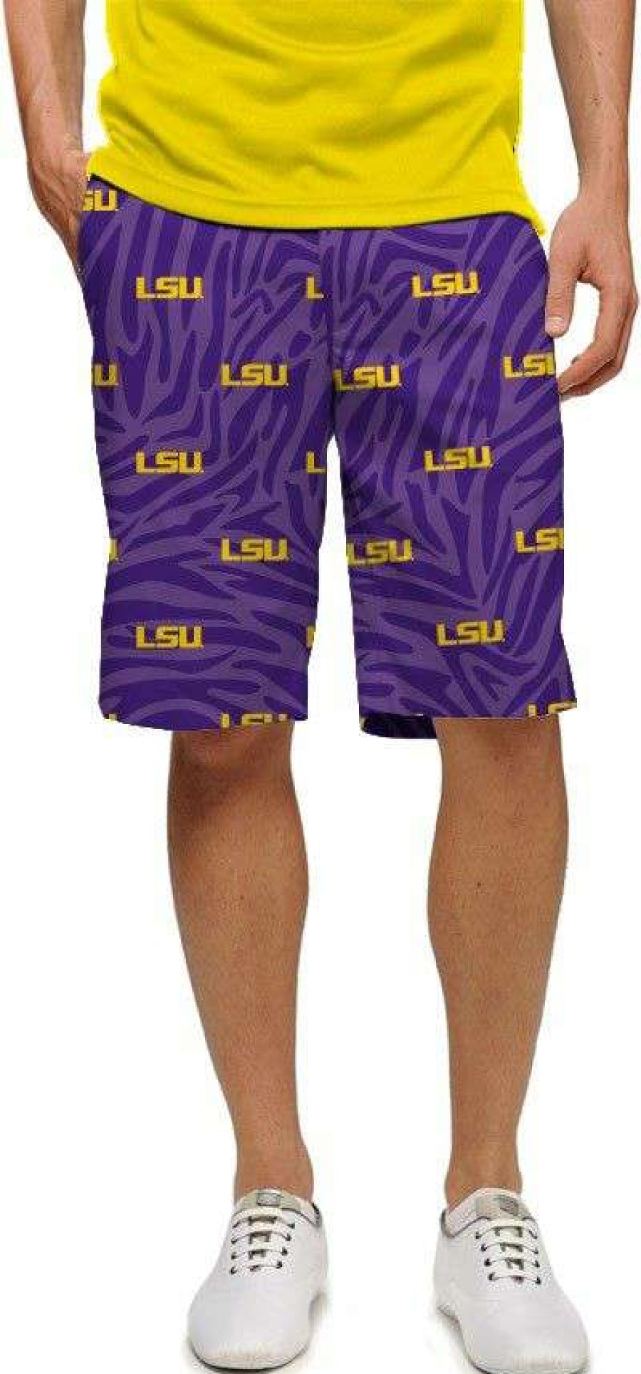 Men * | Sale Lsu Tiger Pattern Short By Loudmouth Purple/Gold