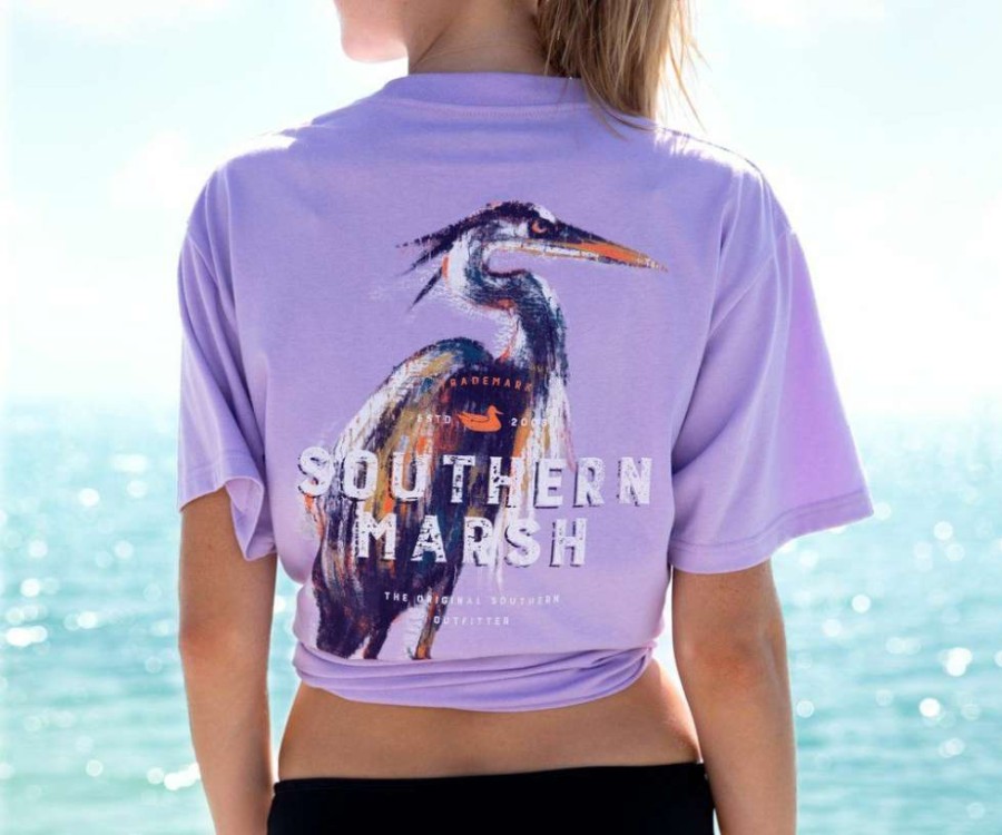 Men * | Lower Prices Impressions Heron Tee By Southern Marsh Wharf Purple