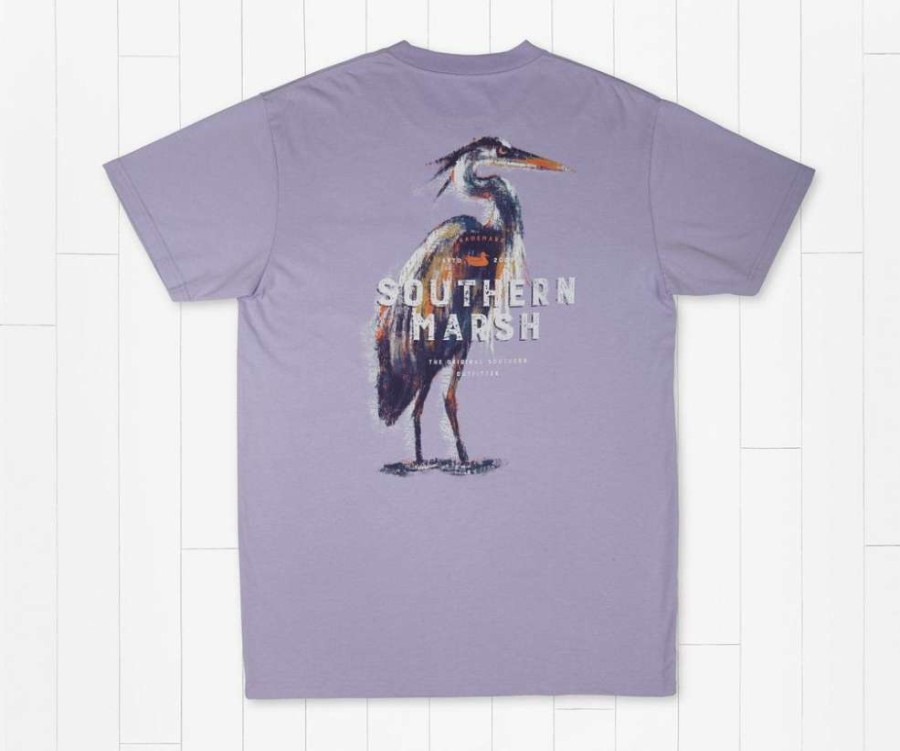 Men * | Lower Prices Impressions Heron Tee By Southern Marsh Wharf Purple